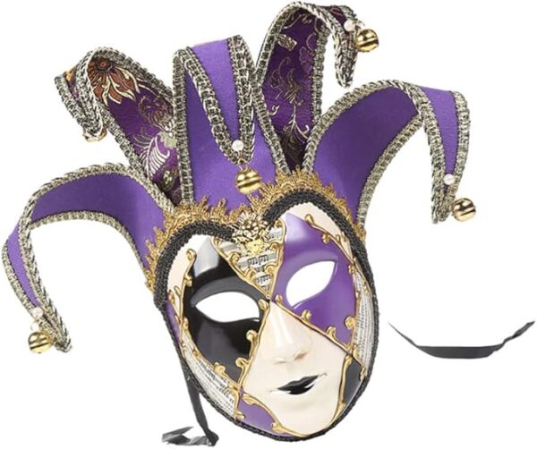 Venetian purple and black jester mask