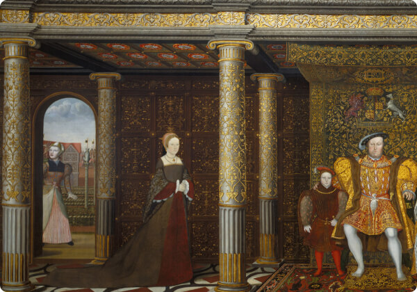 jane foole depicted in a painting of the family of Henry the 8th