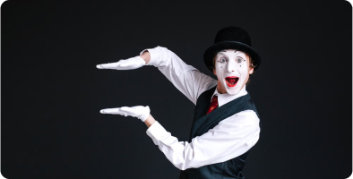 Mime Clown in black and white outfit