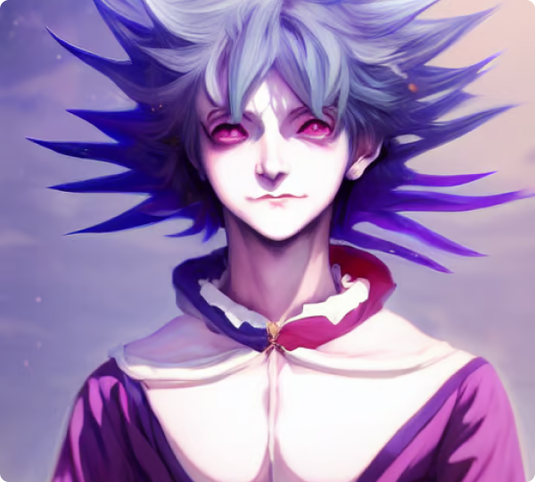 Illustration of an attractive soft feminine male as a jester anime character