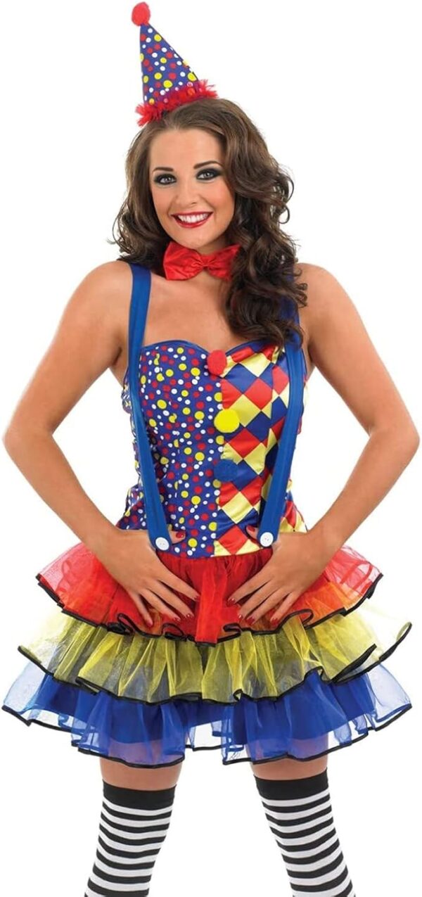 colorful clown women costume front