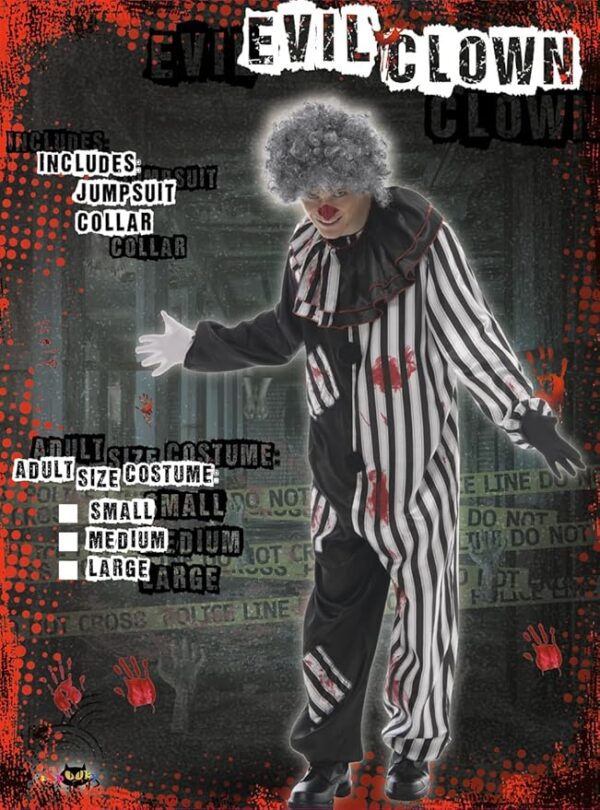 Halloween bleeding killer clown jumpsuit packaging