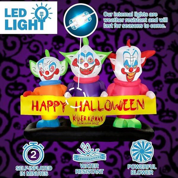 inflatable three killer clown led lights
