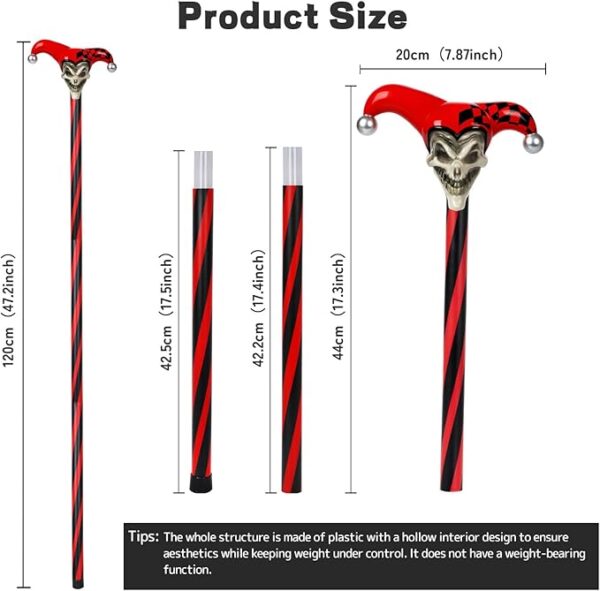 jester skull cane size
