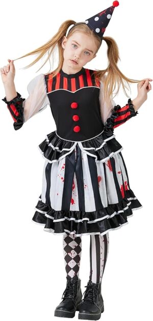 creepy killer jester costume for girls