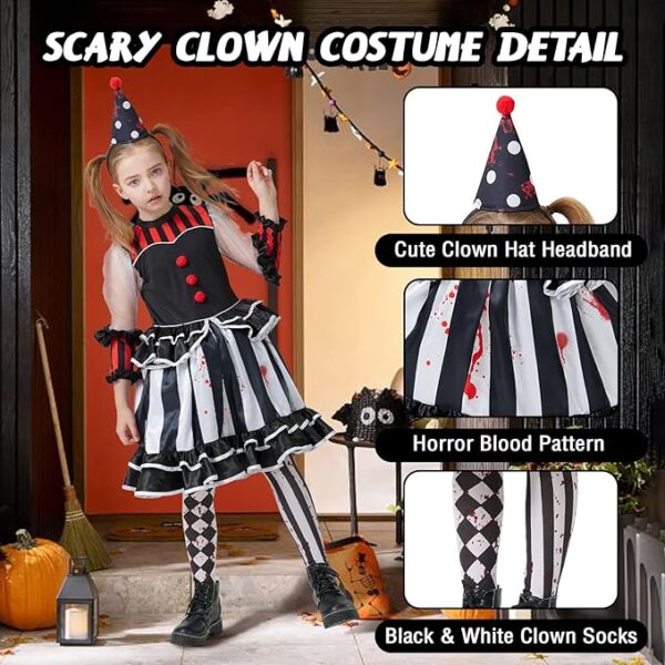 creepy killer jester costume for girls details