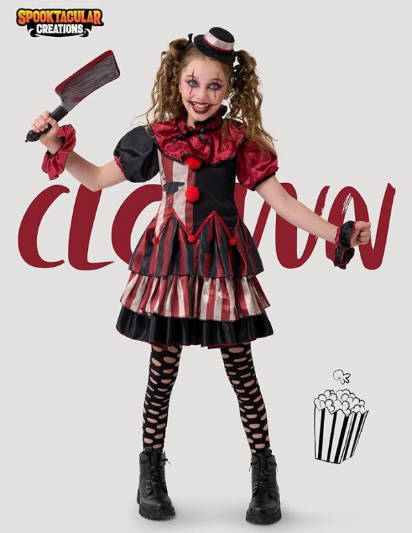 girl scary clown costume front view