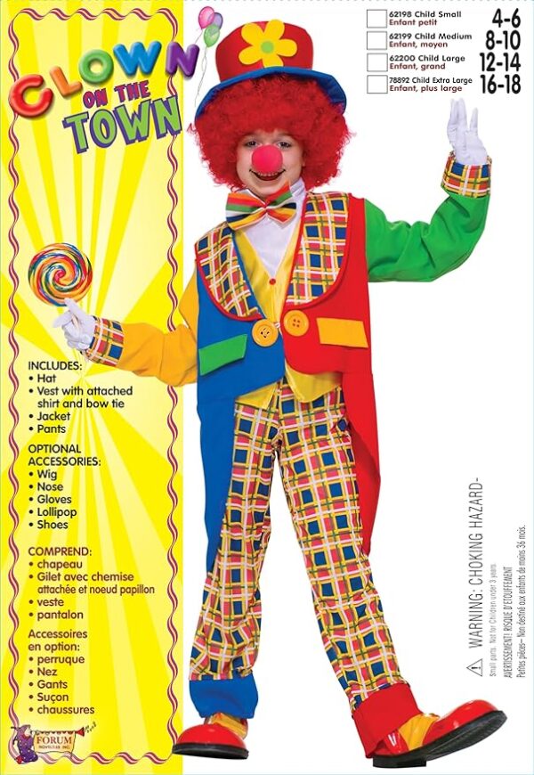 clown on the town costume packaging