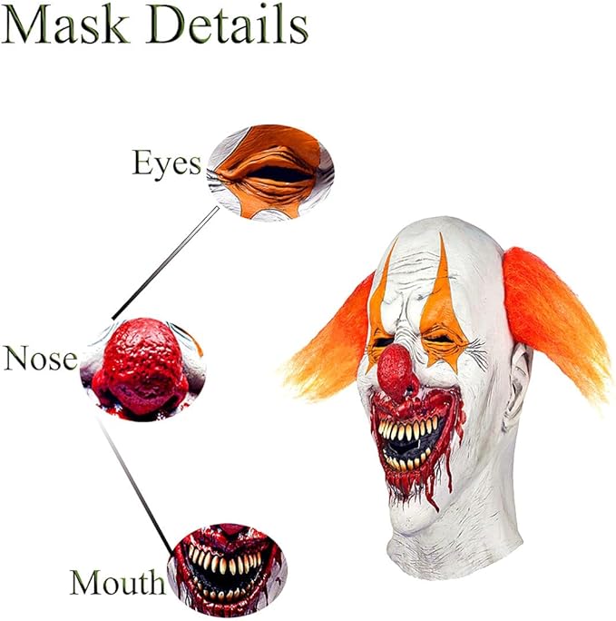 creepy clown mask details