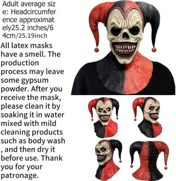 evil clown mask details