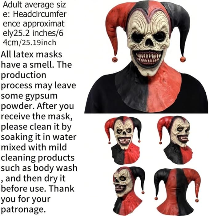 evil clown mask details