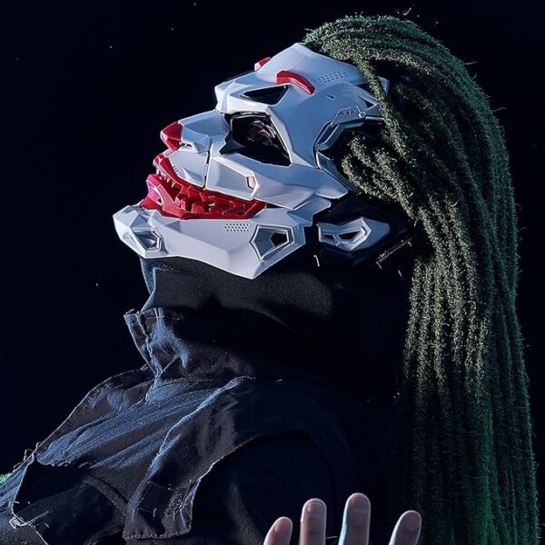 futuristic clown mask side view