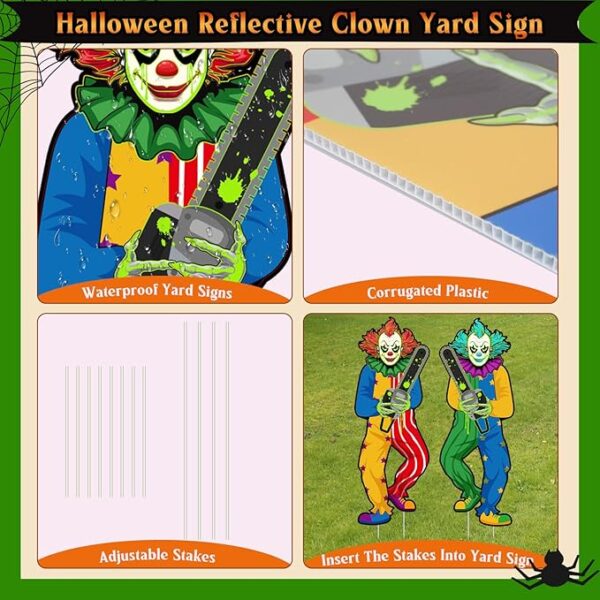 halloween yard clown sign features