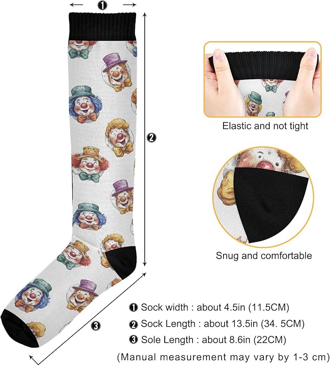 clown pattern socks size