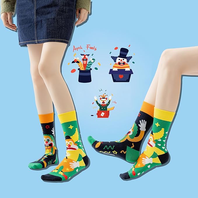 novelty clown socks when worn