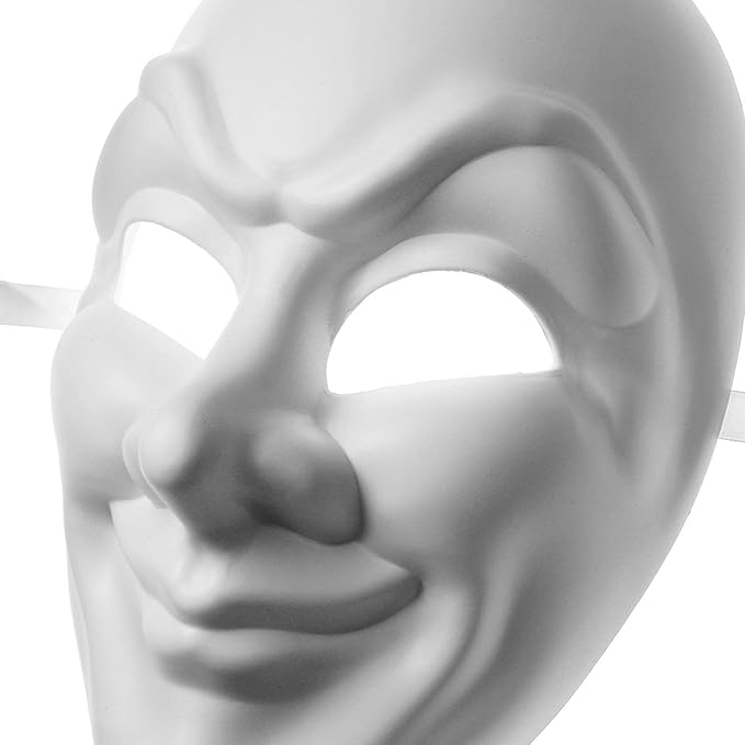 white jester joker mask closeup