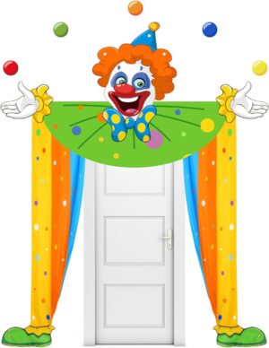 clown decor door banner