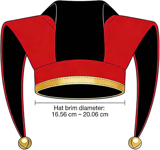 jester hat with bells brim diameter