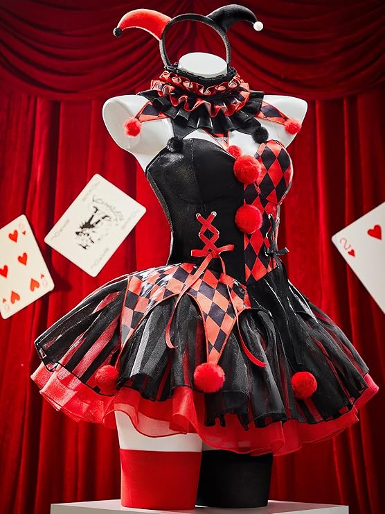 Halloween jester costume set front view