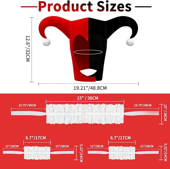 clown costume accessories product sizes
