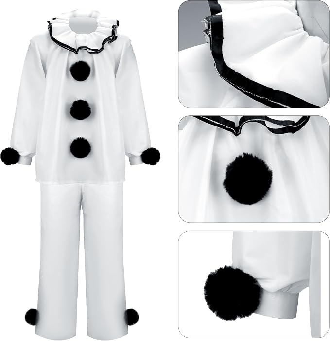 white men clown costume details