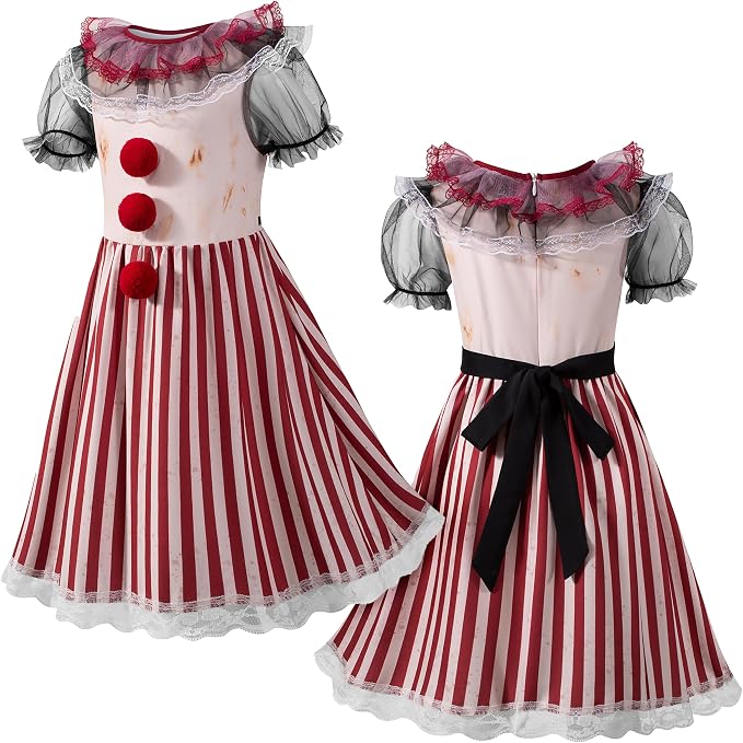 halloween scary killer clown dress front and back views